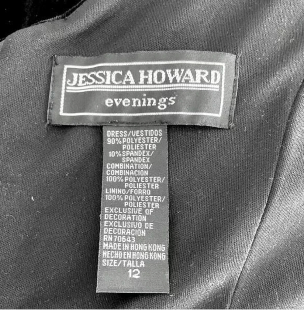 JESSICA HOWARD Womens Dress 12 Black Velvet Beaded Embroidered Maxi Evening EXC - Picture 9 of 9
